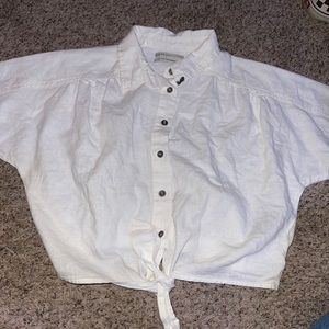 cropped collared blouse